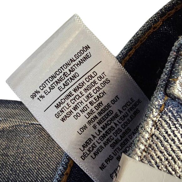 Joe's Jeans Mia Foil High-Rise Wide-Leg Jeans, Party Indigo, Metallic, Size 26 - Picture 8 of 10